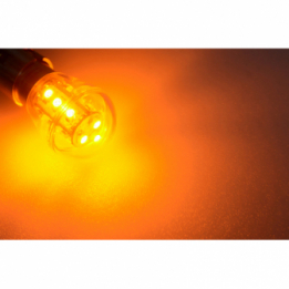 LED-Bajonettsockellampe BA15s 600nm amber 25 Lumen IP42 Niedervolt 10-18V AC 10-30V DC