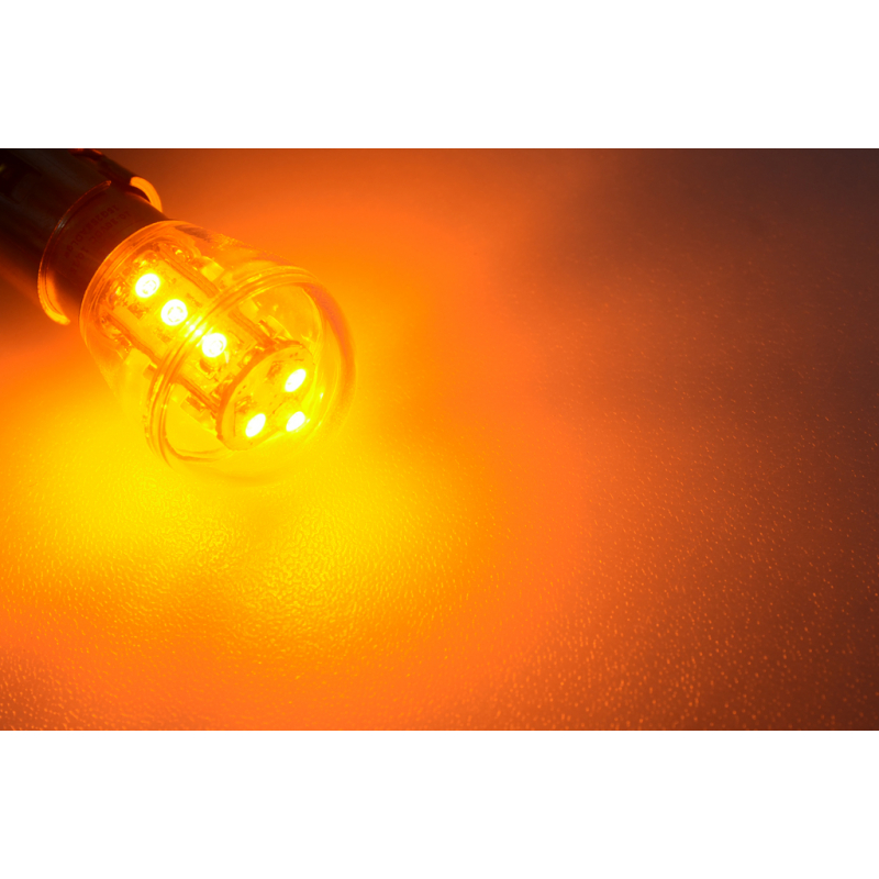 LED-Bajonettsockellampe BA15s 600nm amber 25 Lumen IP42 Niedervolt 10-18V AC 10-30V DC
