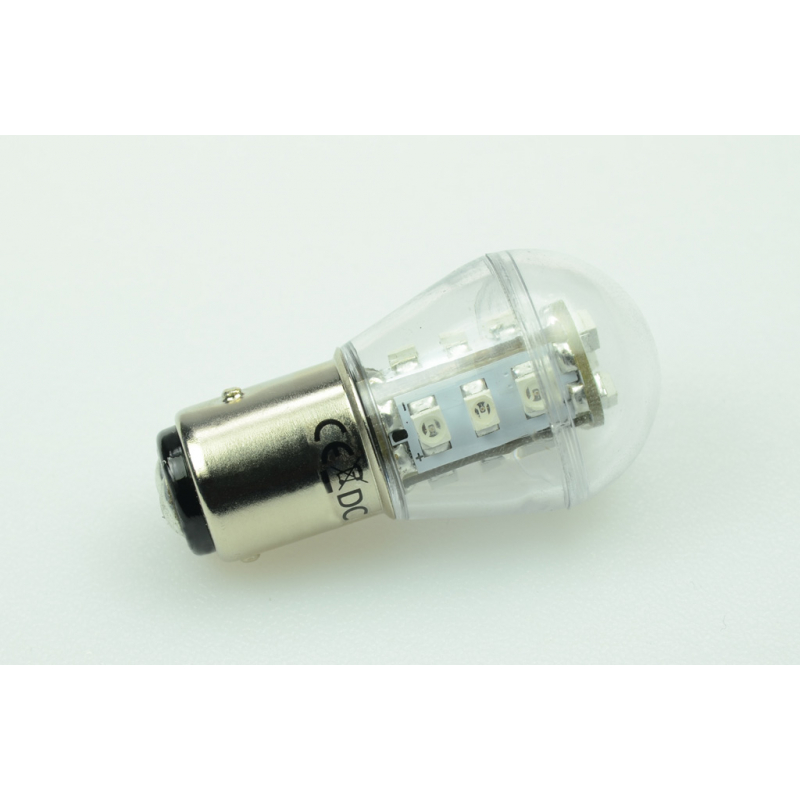 LED-Bajonettsockellampe BA15s 625nm rot 27 Lumen IP42 Niedervolt 10-18V AC 10-30V DC